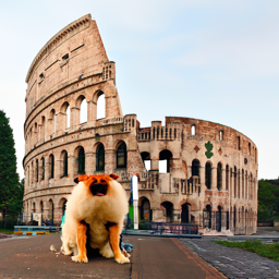 Dog in front of Colosseum at noise level 1