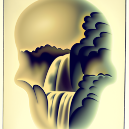 Hybrid image of a skull and a waterfall