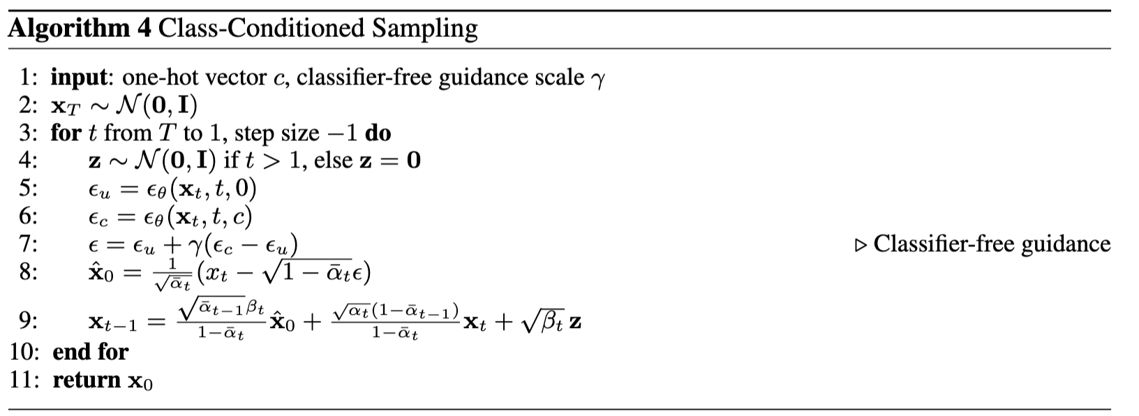 Sampling from class-conditioned UNet