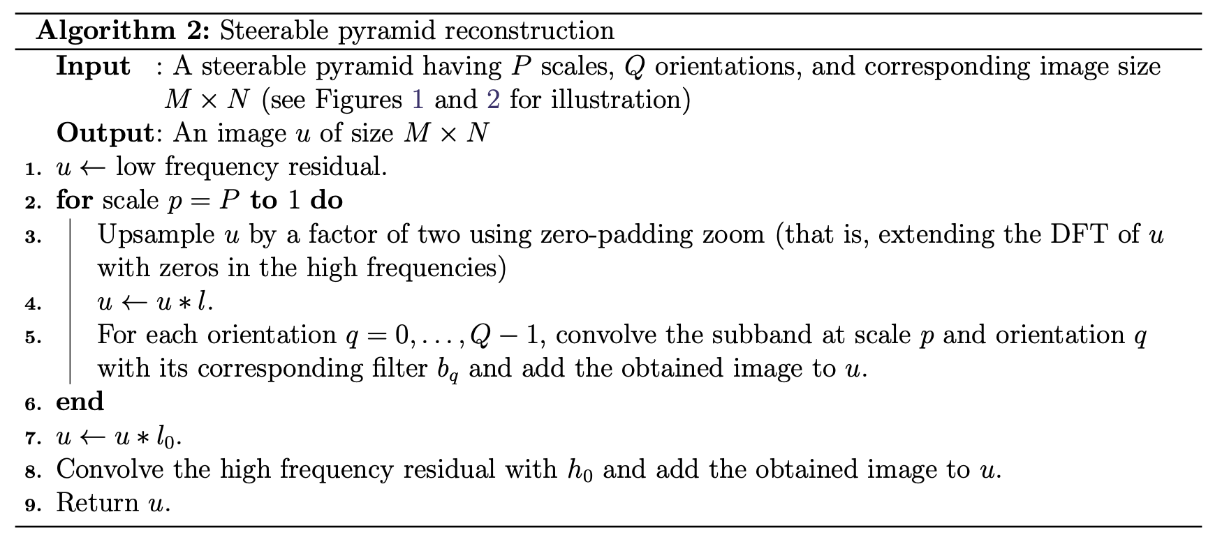 Steerable Pyramid Reconstruction